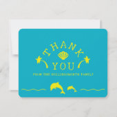 Carte De Remerciements Palms & Dolphins Teal & Yellow Personalized (Devant)