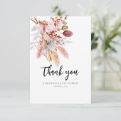 Carte De Remerciements Pampas Aquarelle de laiton Baby shower Floral (Debout devant)