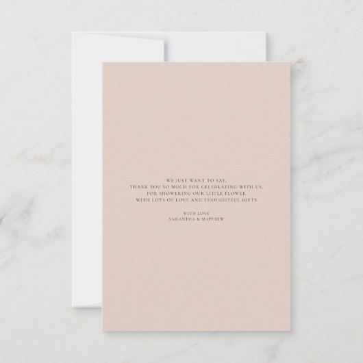 Carte De Remerciements Pampas Aquarelle de laiton Baby shower Floral (Dos)