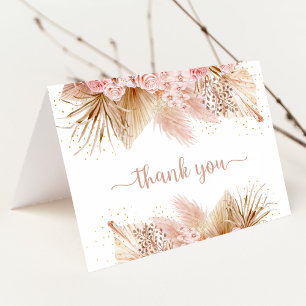 Carte De Remerciements Pampas Baby shower Floral rose pâle