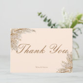 Carte De Remerciements Pampas crémeuse moderne mariage d'herbe (Debout devant)