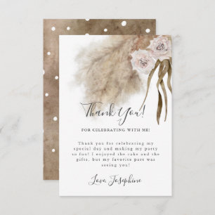 Carte De Remerciements Pampas de Bohême Grass Girl Anniversaire