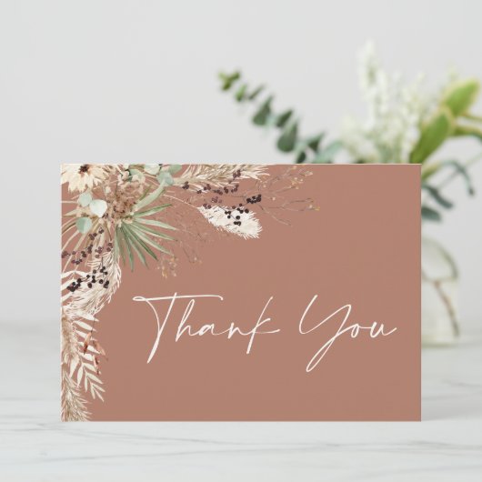 Carte De Remerciements Pampas douche nuptiale herbe moderne boho élégant (Debout devant)