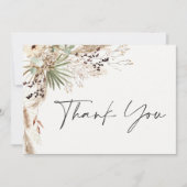 Carte De Remerciements Pampas douche nuptiale herbe moderne boho élégant (Devant)