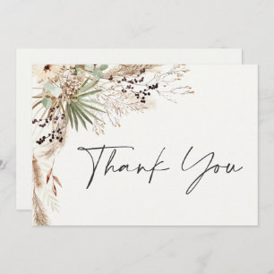 Carte De Remerciements Pampas douche nuptiale herbe moderne boho élégant