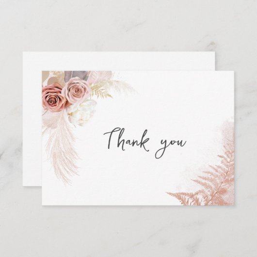 Carte De Remerciements Pampas Grass Terracotta Script Mariage (Devant / Derrière)