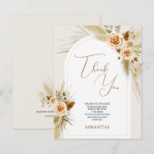 Carte De Remerciements Pampas herbe aquarelle (Devant / Derrière)