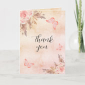 Carte De Remerciements Pampas herbe fleuron rose or boho (Devant)