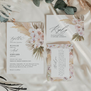 Carte De Remerciements Pampas herbe moderne mariage botanique bohème mode