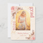 Carte De Remerciements Pampas herbe photo blush graduation (Devant)