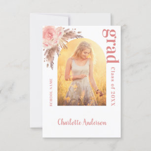 Carte De Remerciements Pampas herbe photo blush graduation