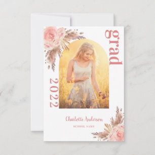 Carte De Remerciements Pampas herbe photo blush graduation 2025