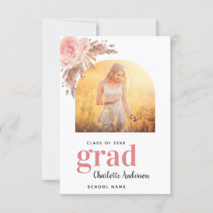 Carte De Remerciements Pampas herbe photo blush graduation fille