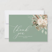 Carte De Remerciements Pampas moderne herbe sauge vert mariage (Devant)