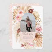 Carte De Remerciements Pampas Pampas Pampas Pâte rose vif Photo florale (Devant / Derrière)