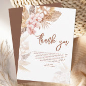 Carte De Remerciements Pampas rose Floral Baby shower Script