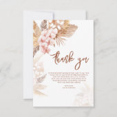 Carte De Remerciements Pampas rose Floral Baby shower Script (Devant)