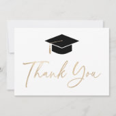 Carte De Remerciements Pampille de toque de graduation or script moderne (Devant)