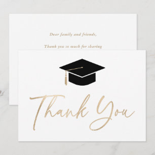 Carte De Remerciements Pampille de toque de graduation or script moderne
