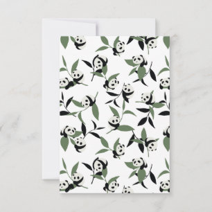 Carte De Remerciements Panda Cute Jouer Jardin de Bambou Blanc Ver