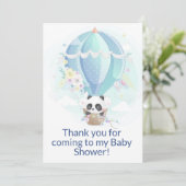 Carte De Remerciements Panda dans un ballon à air chaud (Debout devant)