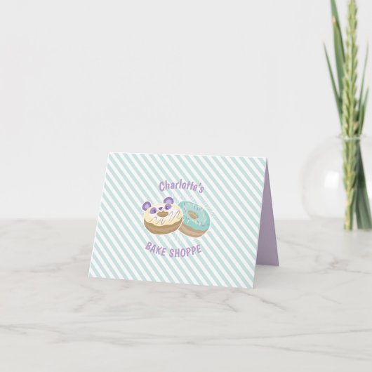 Carte De Remerciements Panda Donut Bakery violet et vert (Devant)