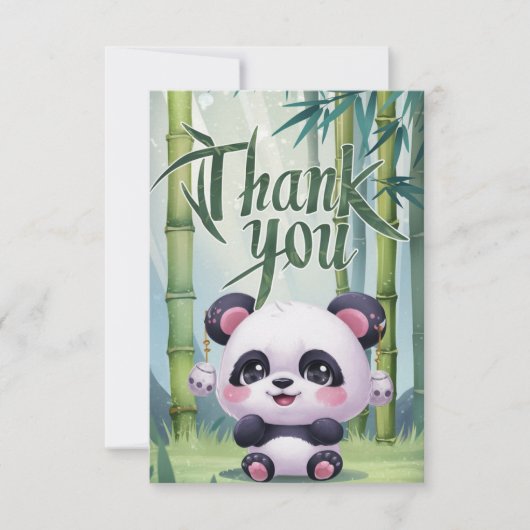 Carte De Remerciements Panda Élégant (Devant)
