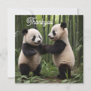 Carte De Remerciements Pandas Bébés En Jeu Dans Une Forêt De Bambou,