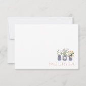 Carte De Remerciements Panier de fleurs de Pervenche rose saumon dans un  (Dos)