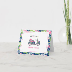 Carte De Remerciements Panier de golf Pink & Green Palm Beach personnalis