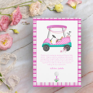 Carte De Remerciements Panier De Golf Rose Avec Baby shower De Fourniture