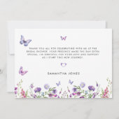 Carte De Remerciements Panneau de bienvenue pour une Baby Shower Papillon (Dos)