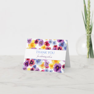 Carte De Remerciements Pansies Violettes Réception de Mariage Bohème Aqua
