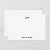 Carte De Remerciements Papeterie de couple noir à monogramme initial doub (Devant / Derrière)