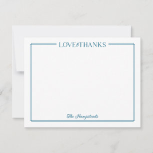 Carte De Remerciements Papeterie de mariage bleue LOVE & REMERCIEMENTS de