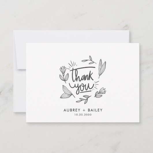 Carte De Remerciements Papeterie de remerciement de mariage personnalisée (Devant)