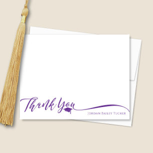 Carte De Remerciements Papeterie élégante violet pour la remise des diplô