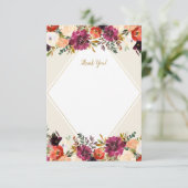 Carte De Remerciements Papeterie florale romantique bordeaux et pêche (Debout devant)