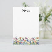 Carte De Remerciements Papeterie Monogramme fleur sauvage (Debout devant)