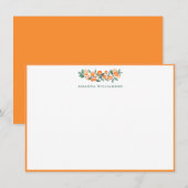 Carte De Remerciements Papeterie personnalisée aquarelle orange Citrus (Devant / Derrière)
