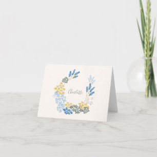 Carte De Remerciements Papeterie personnalisée Couronne florale jaune ble