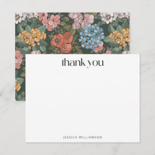 Carte De Remerciements Papeterie personnalisée de fleurs sauvages vert bo