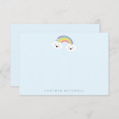 Carte De Remerciements Papeterie personnalisée Kawaii Arc-en-ciel bleu cl (Devant / Derrière)