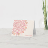 Papeterie personnalisée Mandala Orange Rose Nom