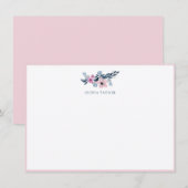 Carte De Remerciements Papeterie personnalisée Navy Blush Floral avec nom (Devant / Derrière)