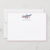 Carte De Remerciements Papeterie personnalisée Navy Blush Floral avec nom (Devant)