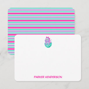 Carte De Remerciements Papeterie personnalisée pour bébé violet Dinosaure