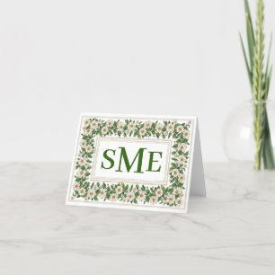 Carte De Remerciements Papier à lettres monogramme floral blanc