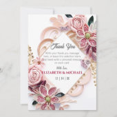 Carte De Remerciements Papier Mariage Pastel Rose Floral Quilling (Devant)