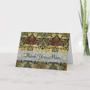 Carte De Remerciements Papier Peint Vintage Tulipe Rose Or William Morris
